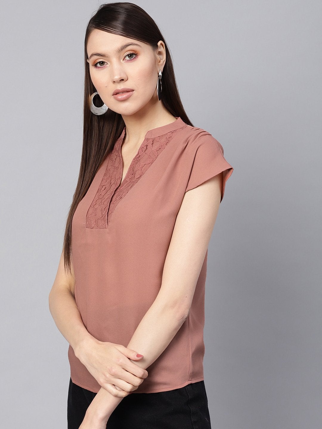 Women's Onion Pink Lace Insert Top