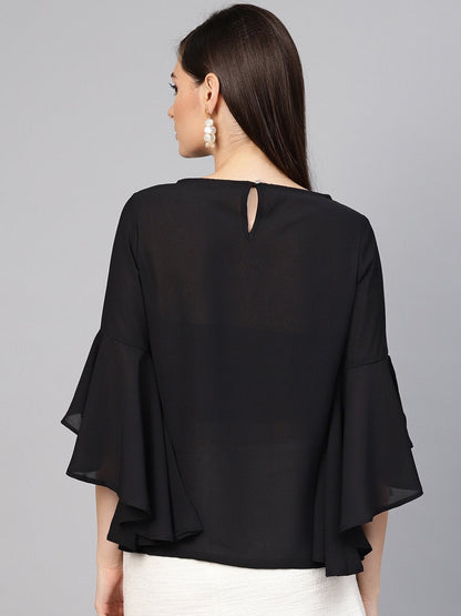 Women's Black Pearl Studded Top