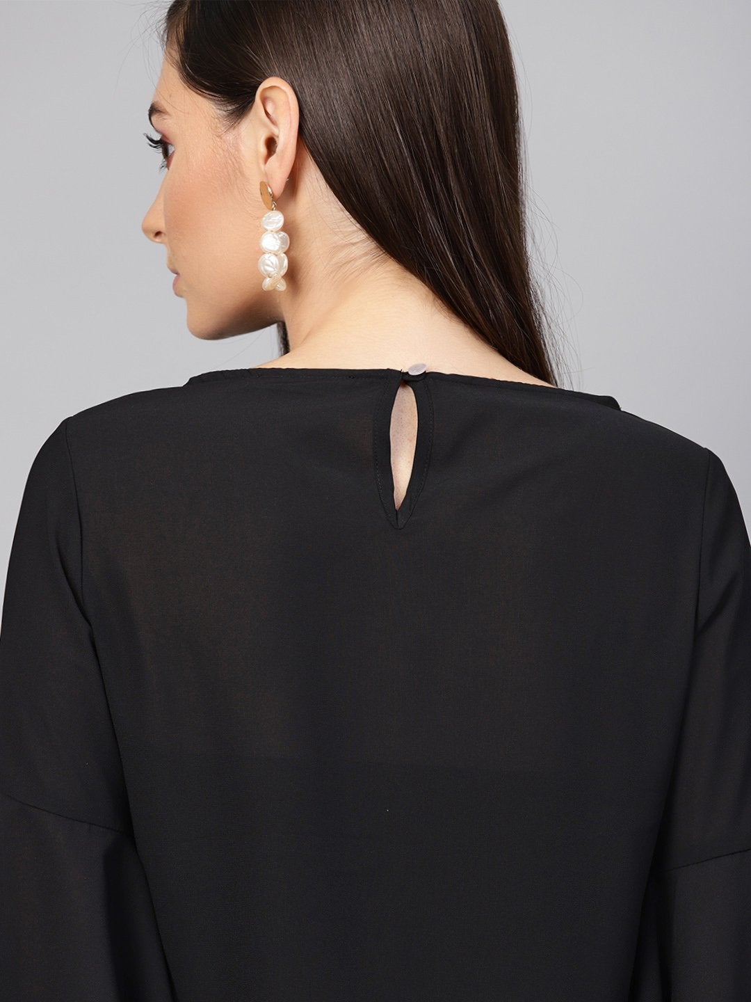 Women's Black Pearl Studded Top