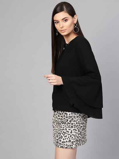 Women's Black Criss Cross Neck Top