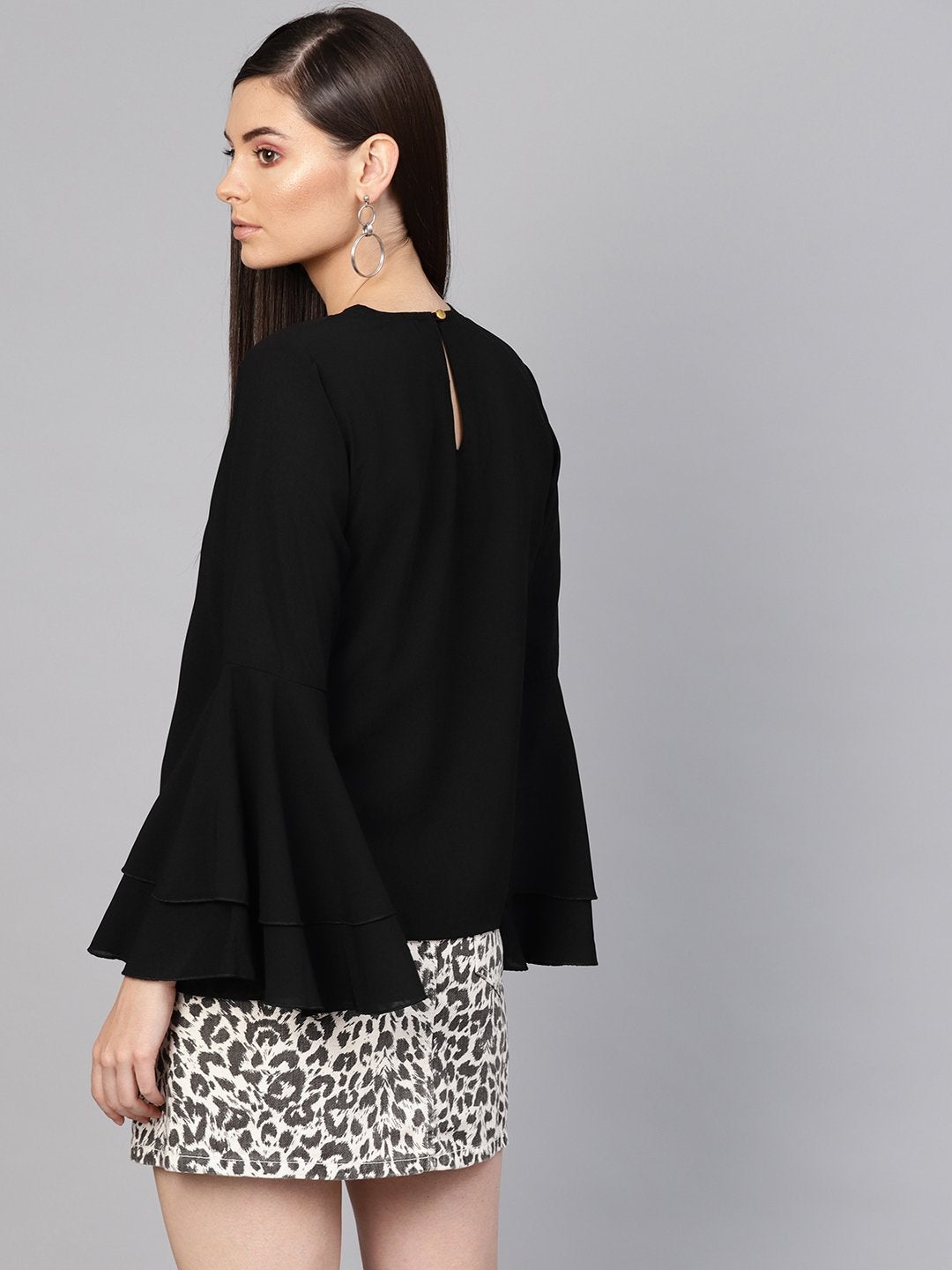 Women's Black Criss Cross Neck Top