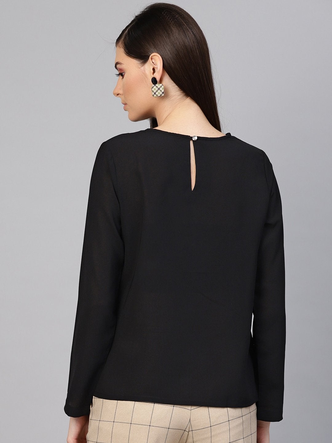 Women's Black Front Tie Top