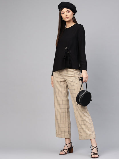 Women's Black Front Tie Top