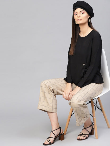 Women's Black Front Tie Top