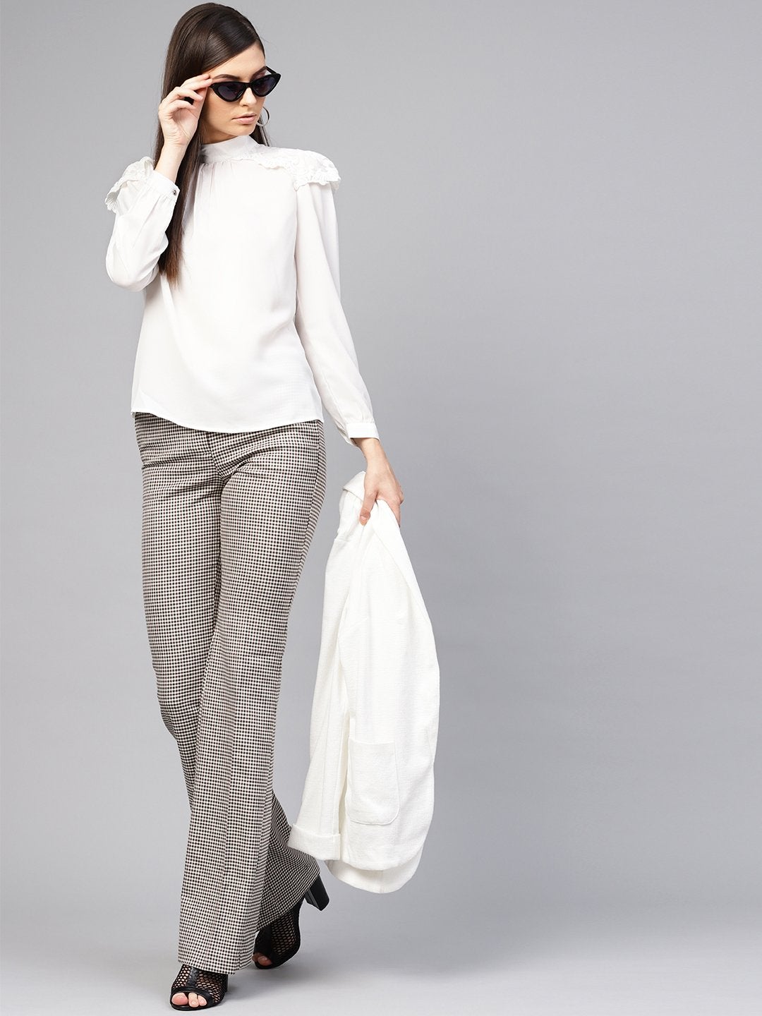Women's White Lacey Shoulder Top