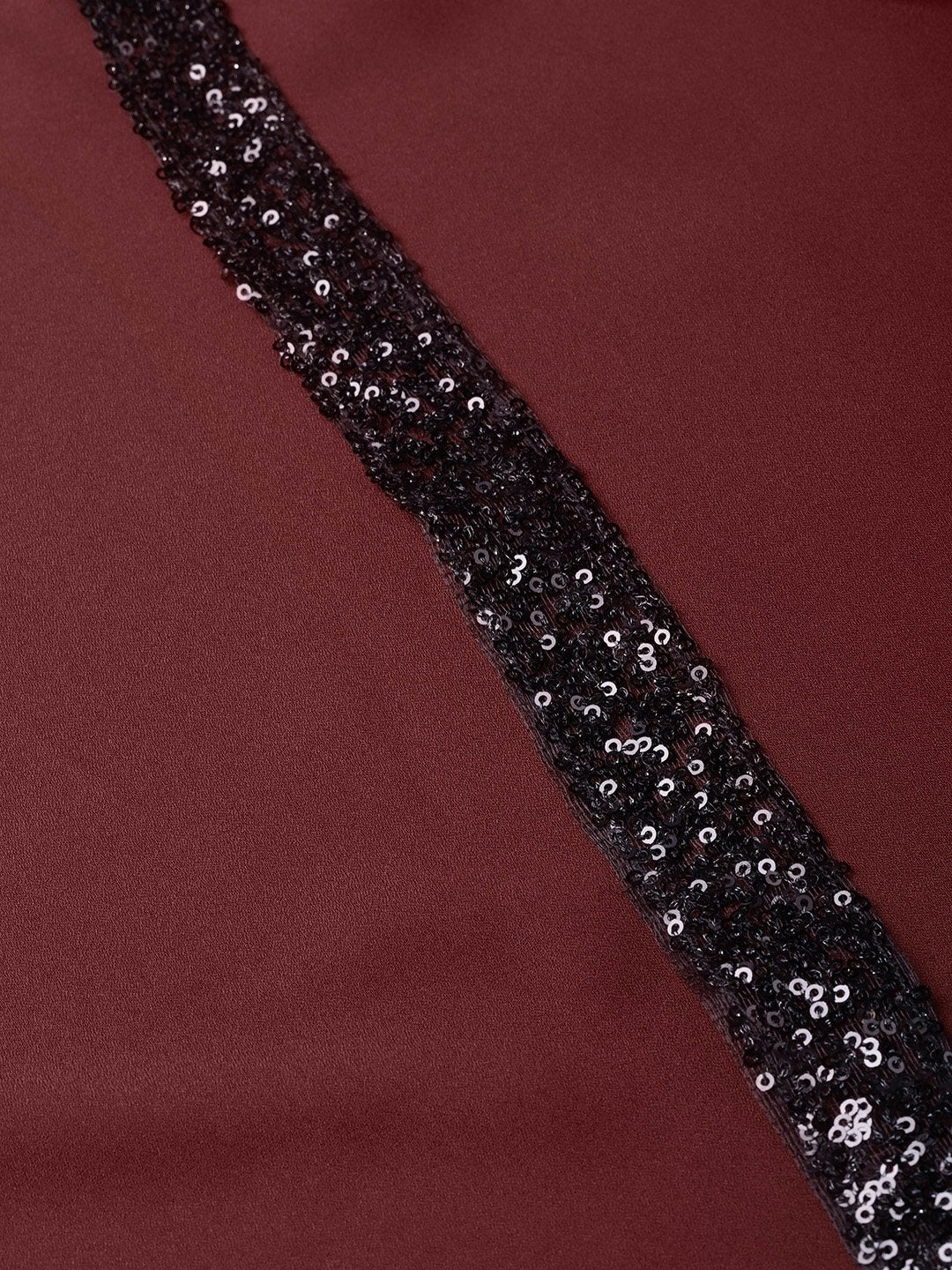 Women's Wine Sequin One Shoulder Strap Top