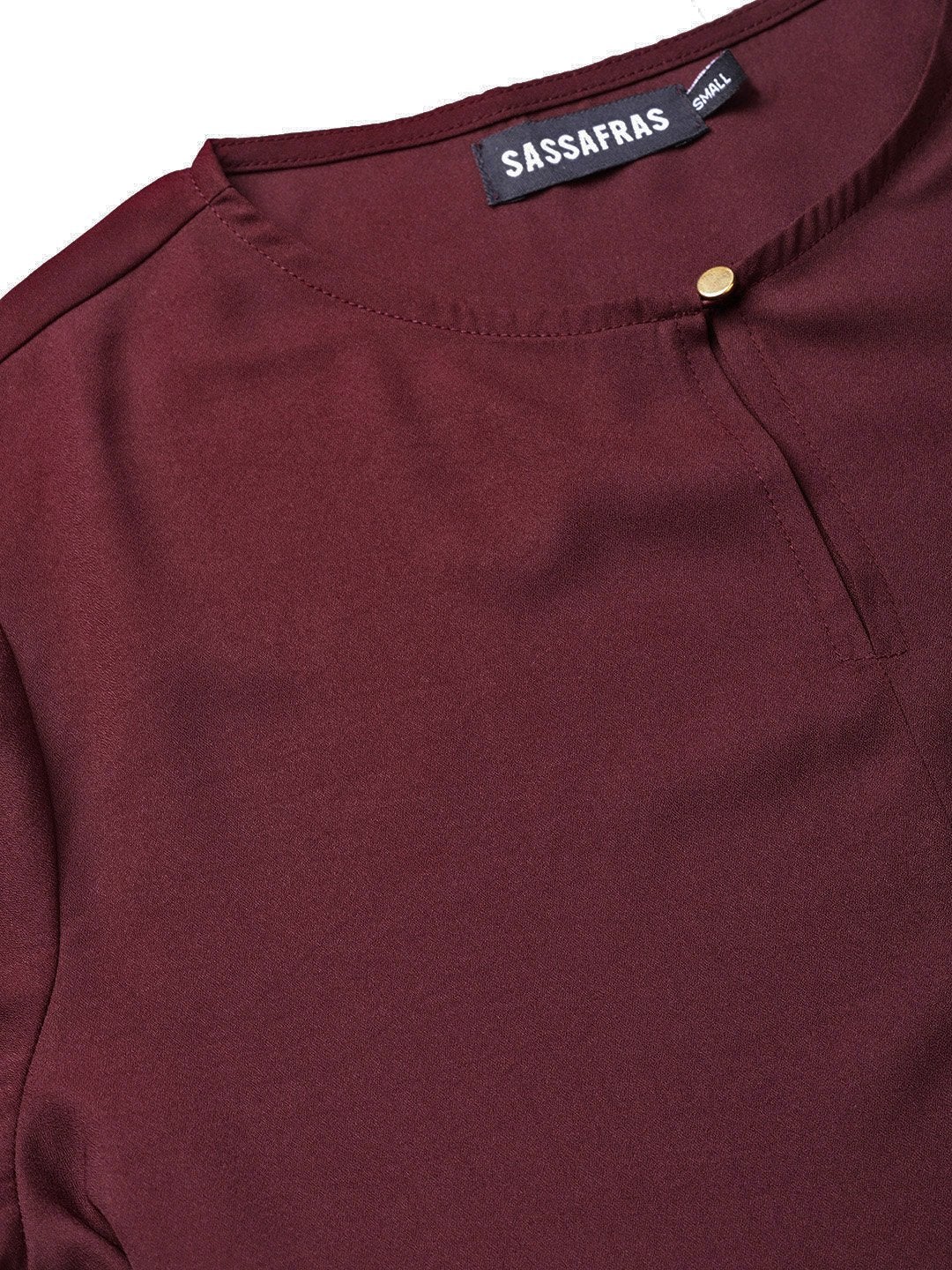 Women's Wine Front Keyhole Tie-Up Top