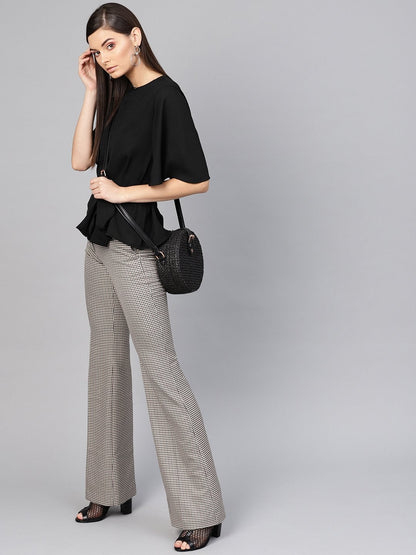Women's Black Front Keyhole Tie-Up Top