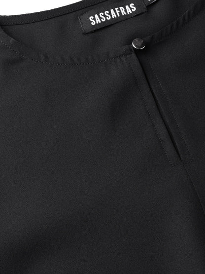 Women's Black Front Keyhole Tie-Up Top