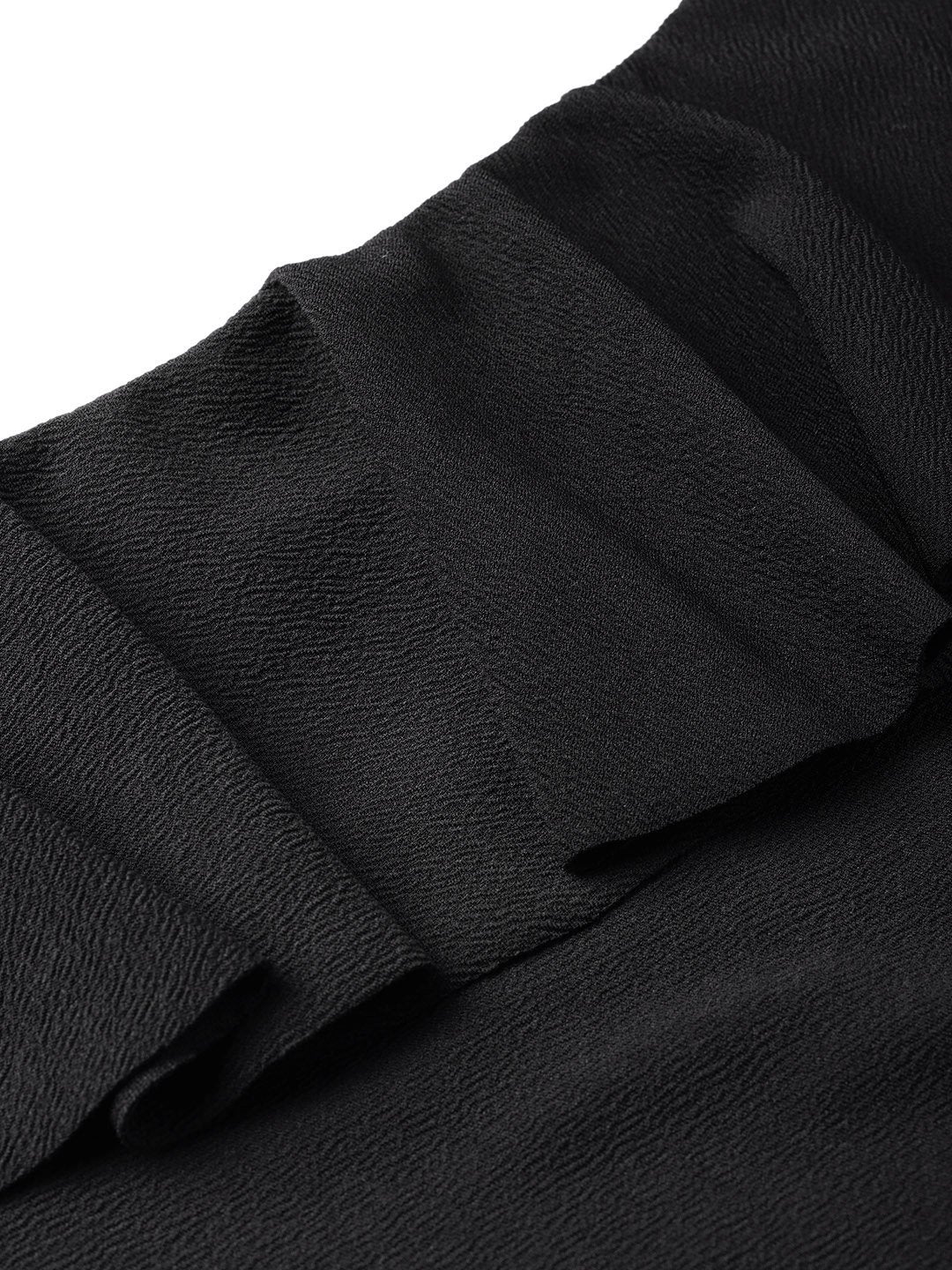 Women's Black One Shoulder Ruffle Top