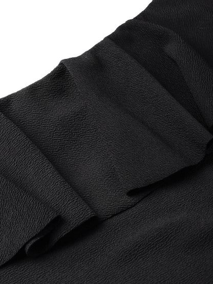 Women's Black One Shoulder Ruffle Top