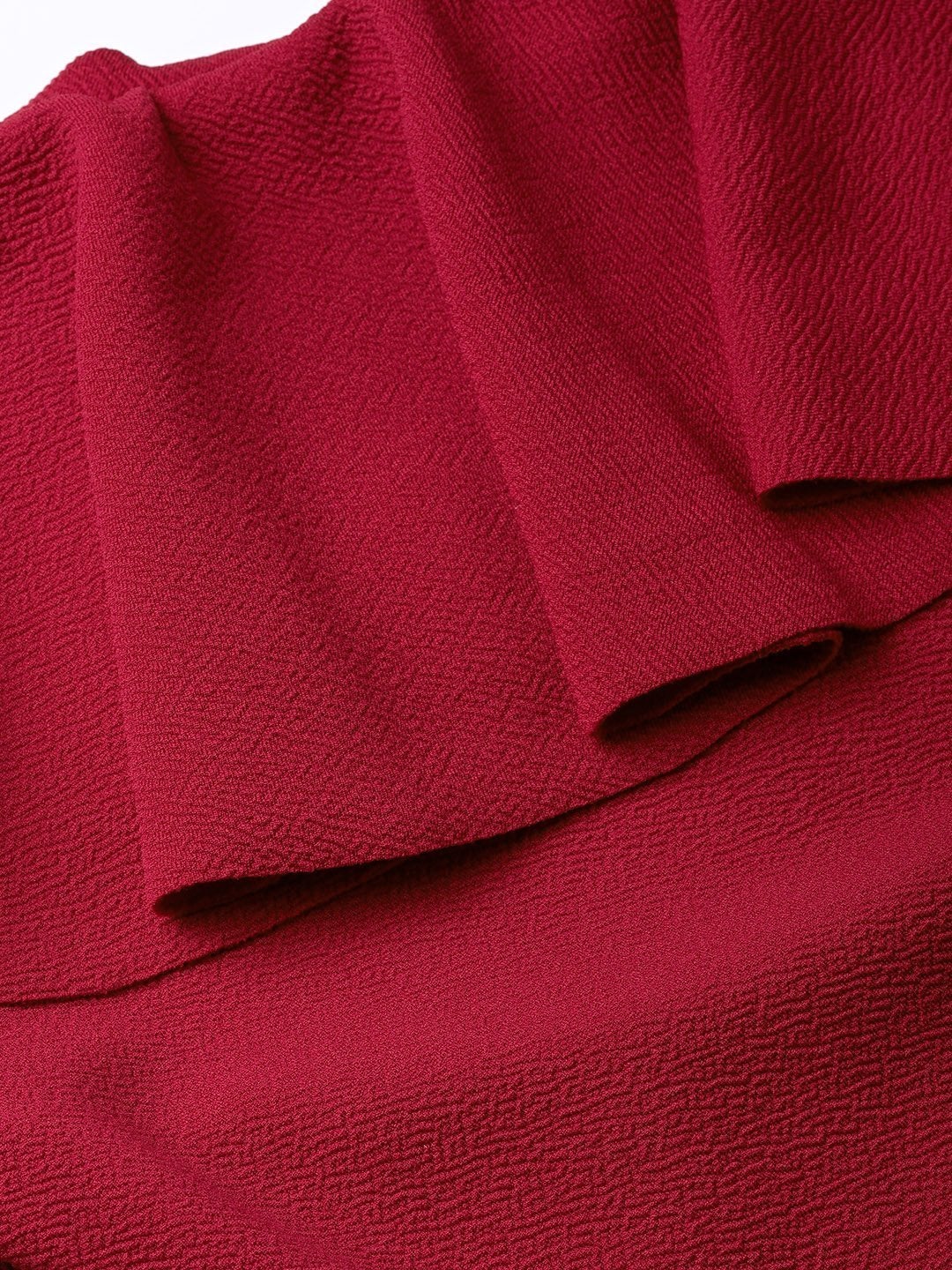 Women's Maroon One Shoulder Ruffle Top