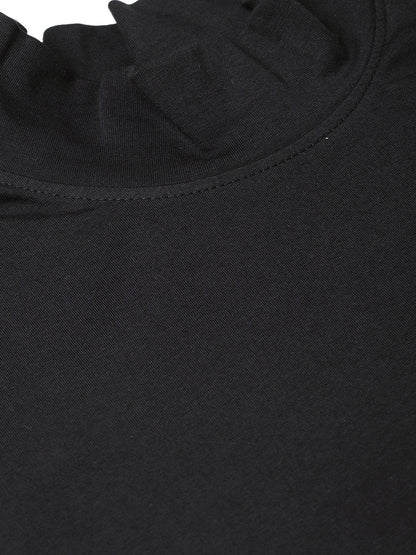 Women's Black Turtle Neck Crop Top
