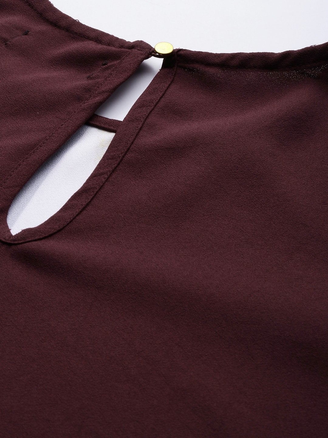 Women's Burgundy Floral Placement Print Top
