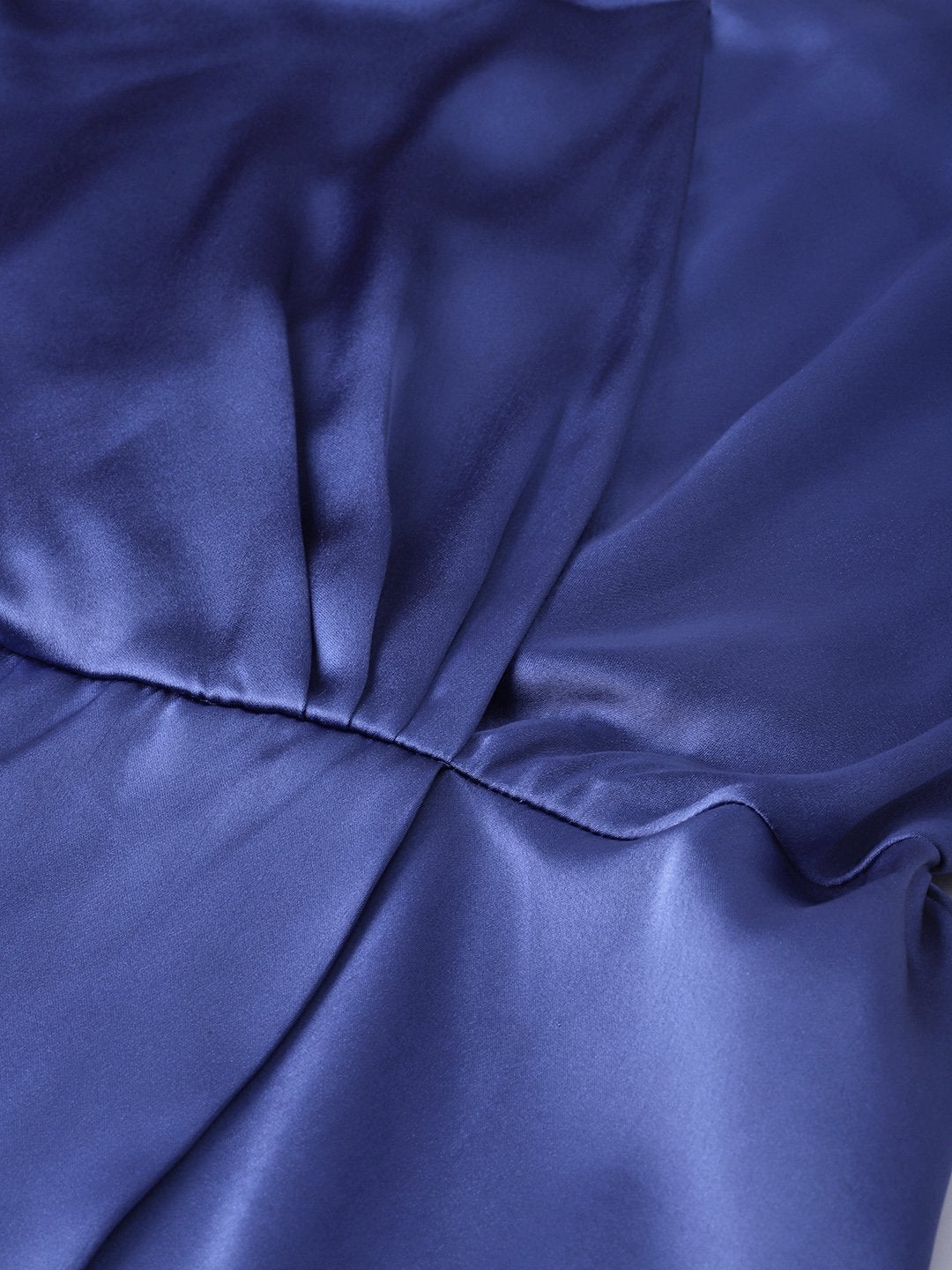 Women's Blue Satin Peplum Wrap Top