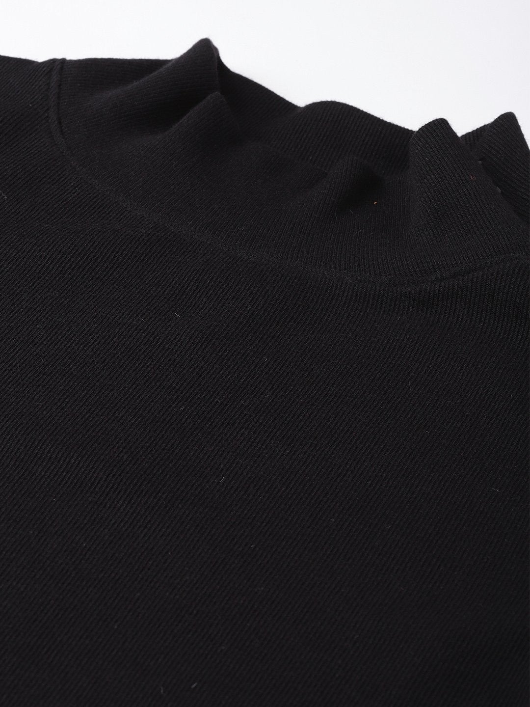 Women's Black High Neck Rib Top