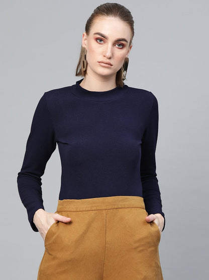Women's Navy Turtle Neck Top