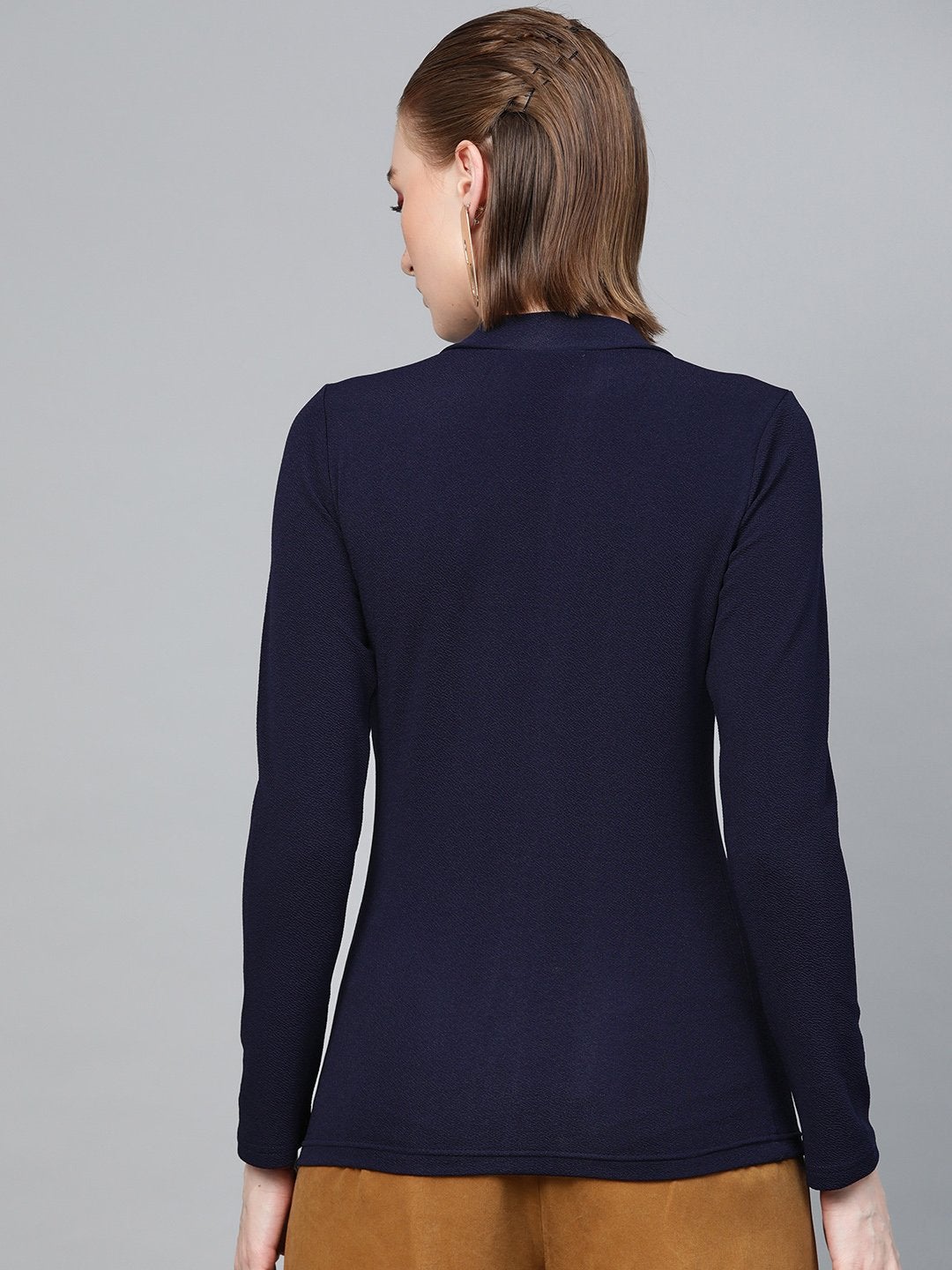 Women's Navy Turtle Neck Top