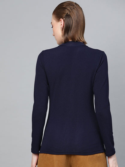 Women's Navy Turtle Neck Top