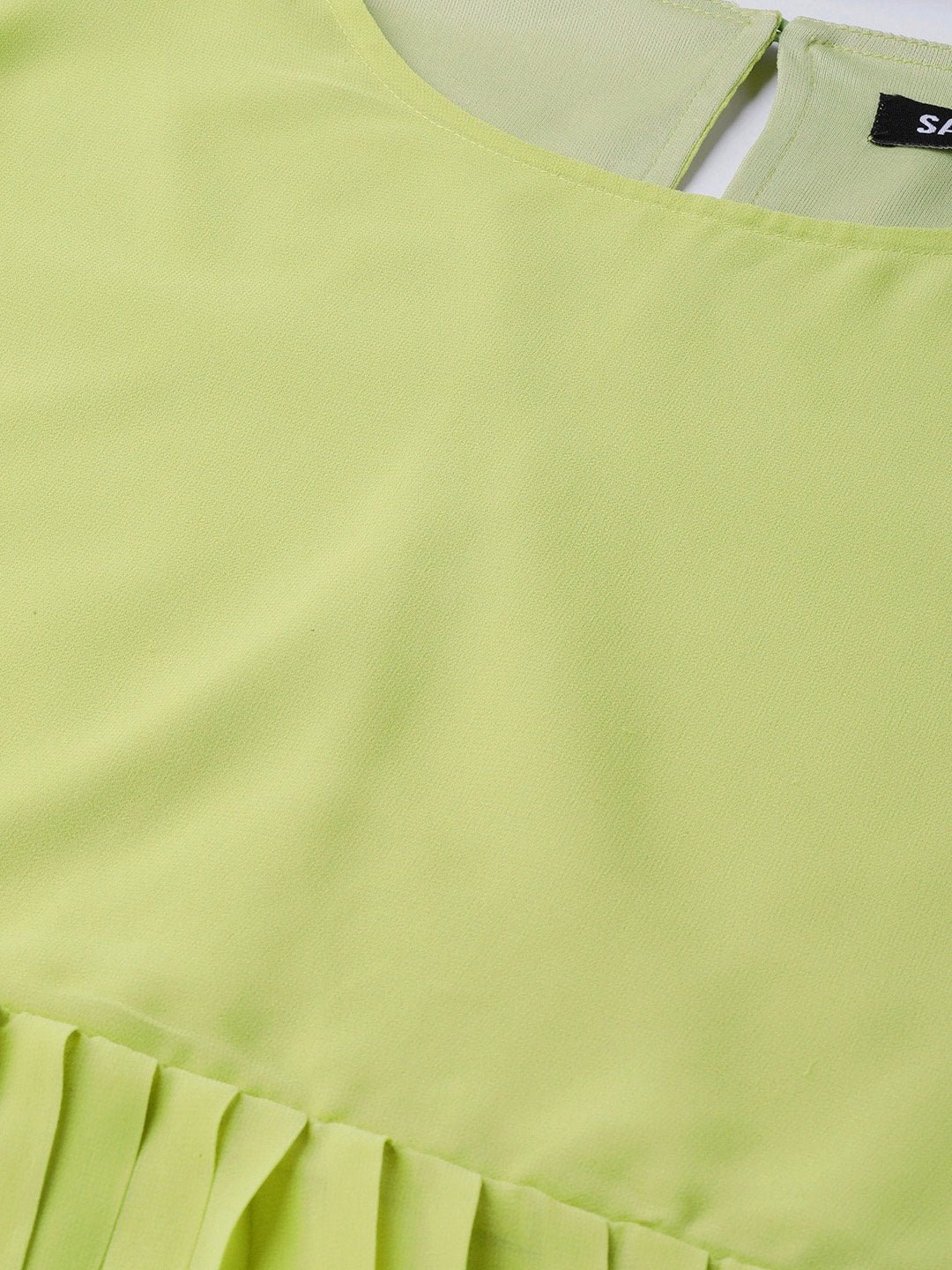 Women's Mint Green Pleated Peplum Top