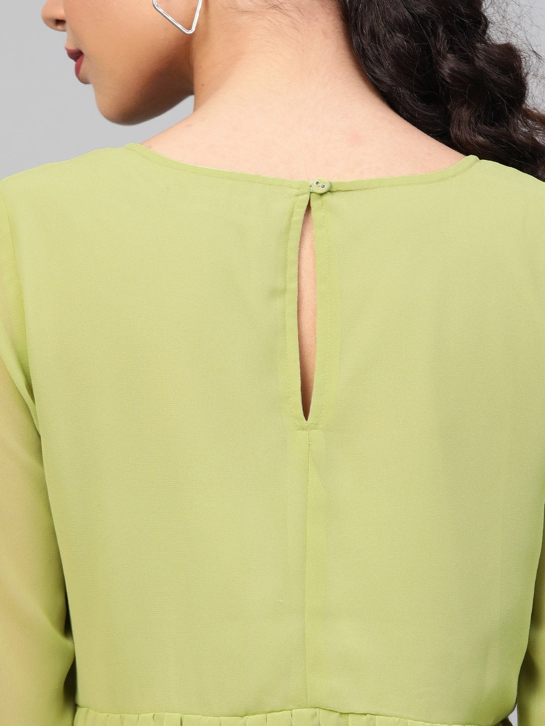 Women's Mint Green Pleated Peplum Top