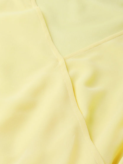Women's Lemon Pleated Sleeve Crop Top