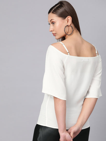 Women's Off-White Strappy Neck Top