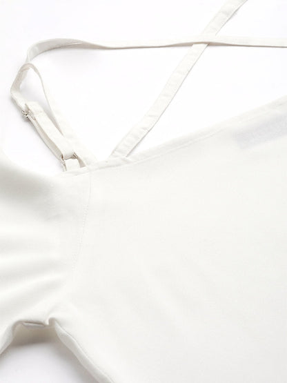 Women's Off-White Strappy Neck Top