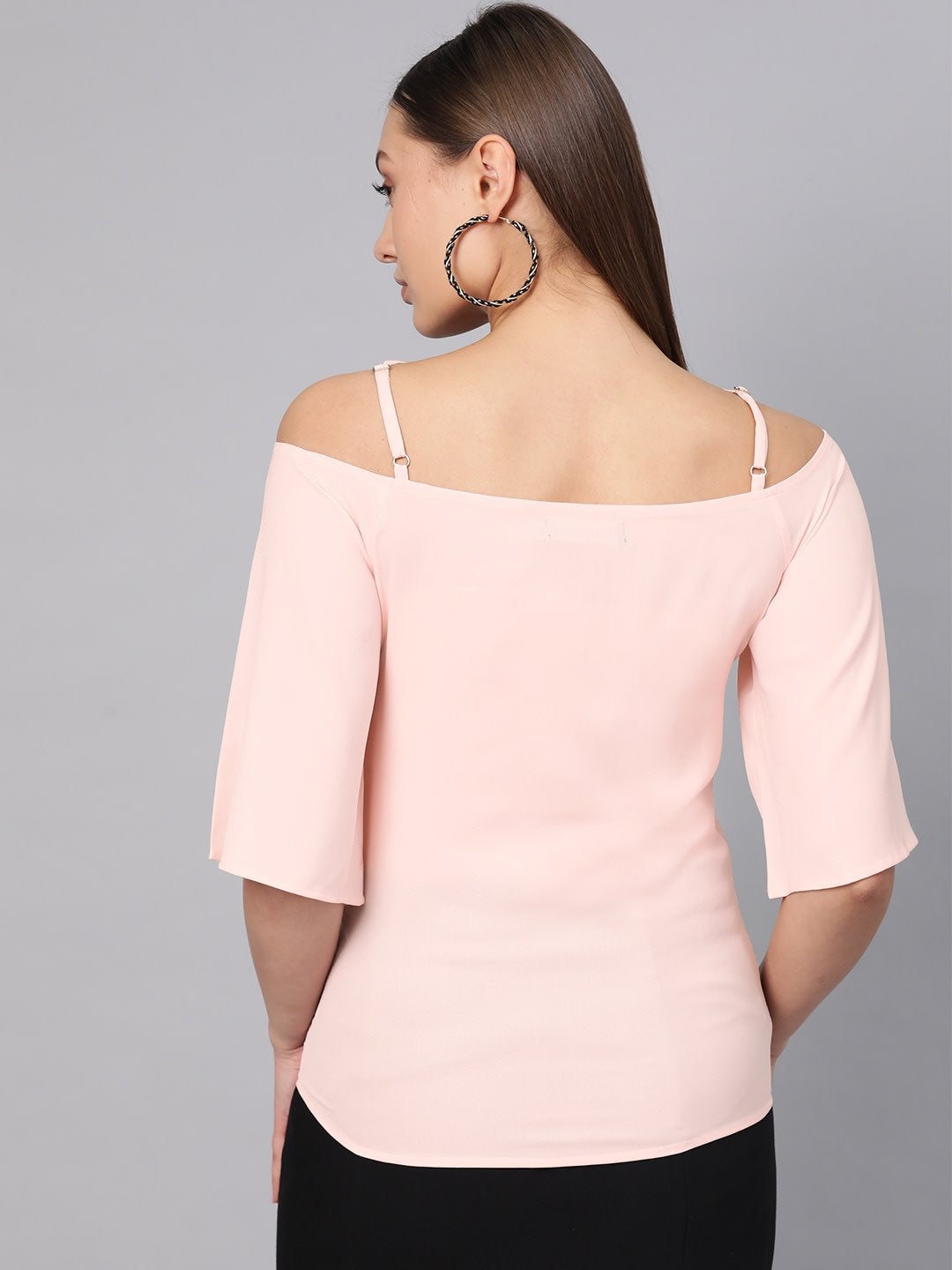Women's Blush Pink Strappy Neck Top