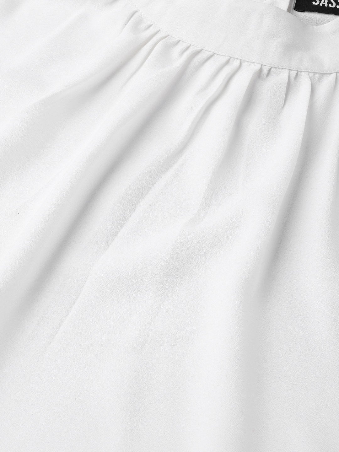 Women's Off-White Mandarin Collar Top