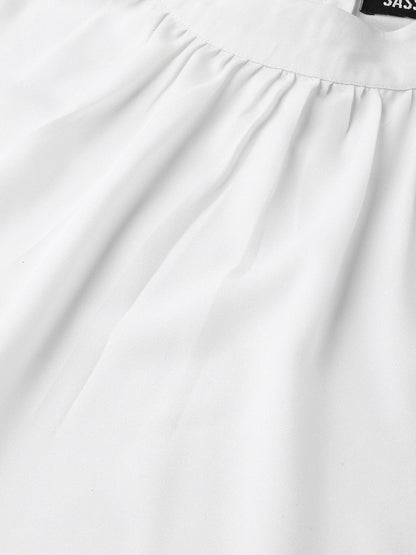 Women's Off-White Mandarin Collar Top