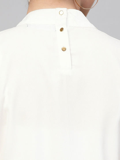 Women's Off-White Mandarin Collar Top