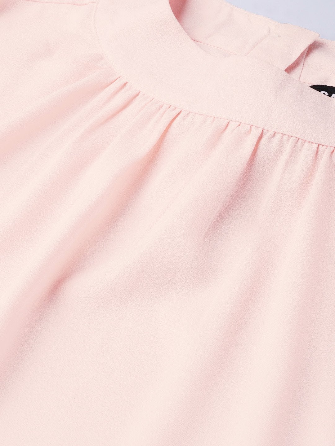 Women's Blush Pink Mandarin Collar Top