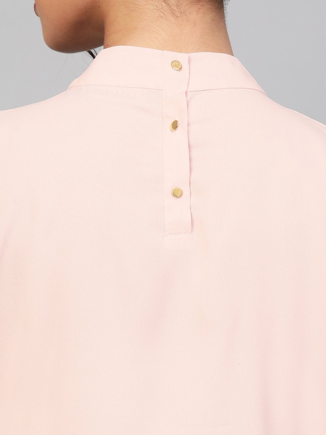 Women's Blush Pink Mandarin Collar Top