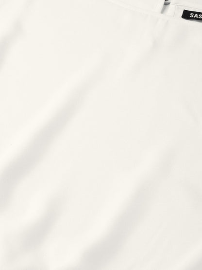 Women's Off-White Sleeve Tie-Up Crop Top