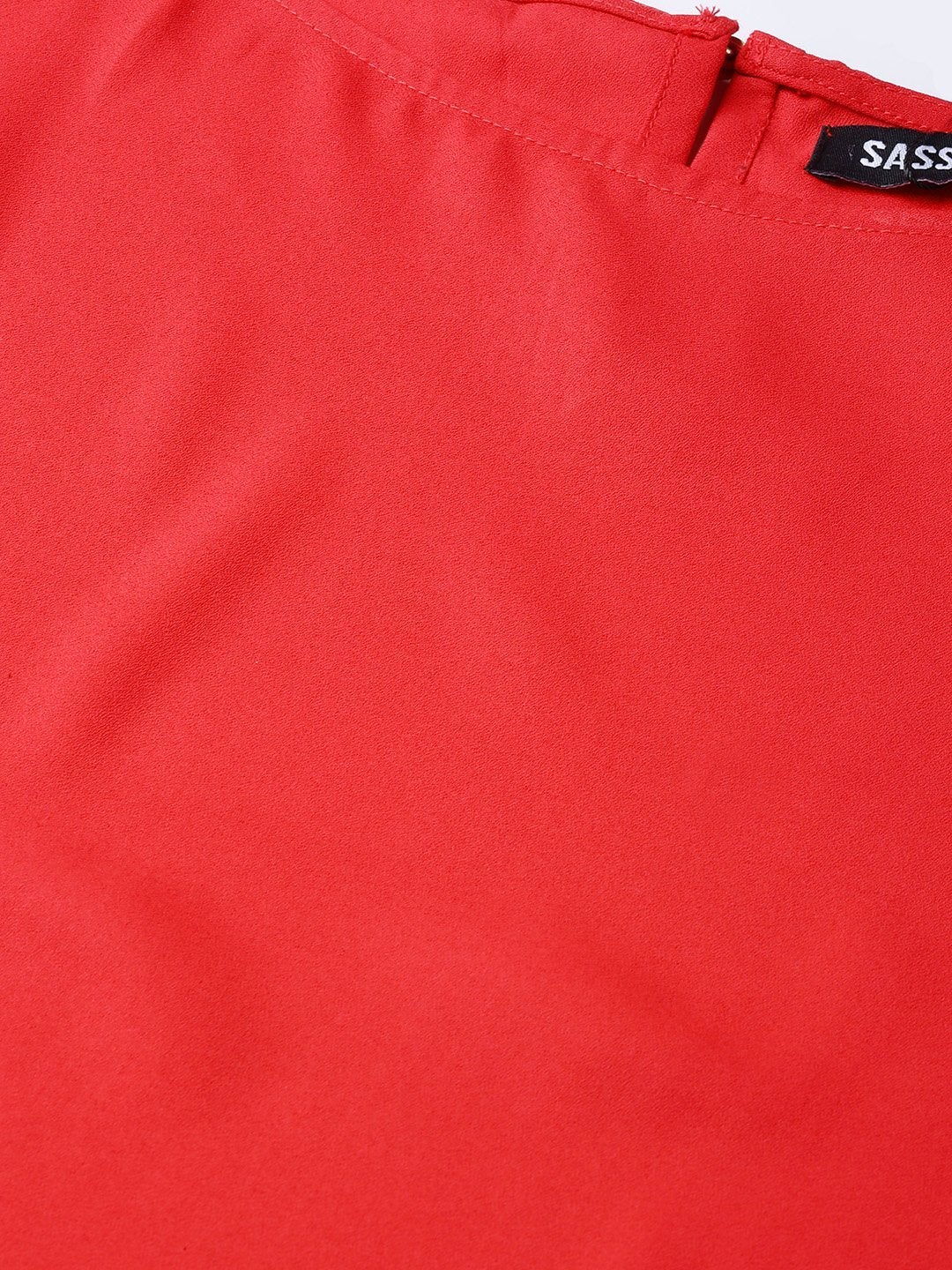 Women's Red Sleeve Tie-Up Crop Top
