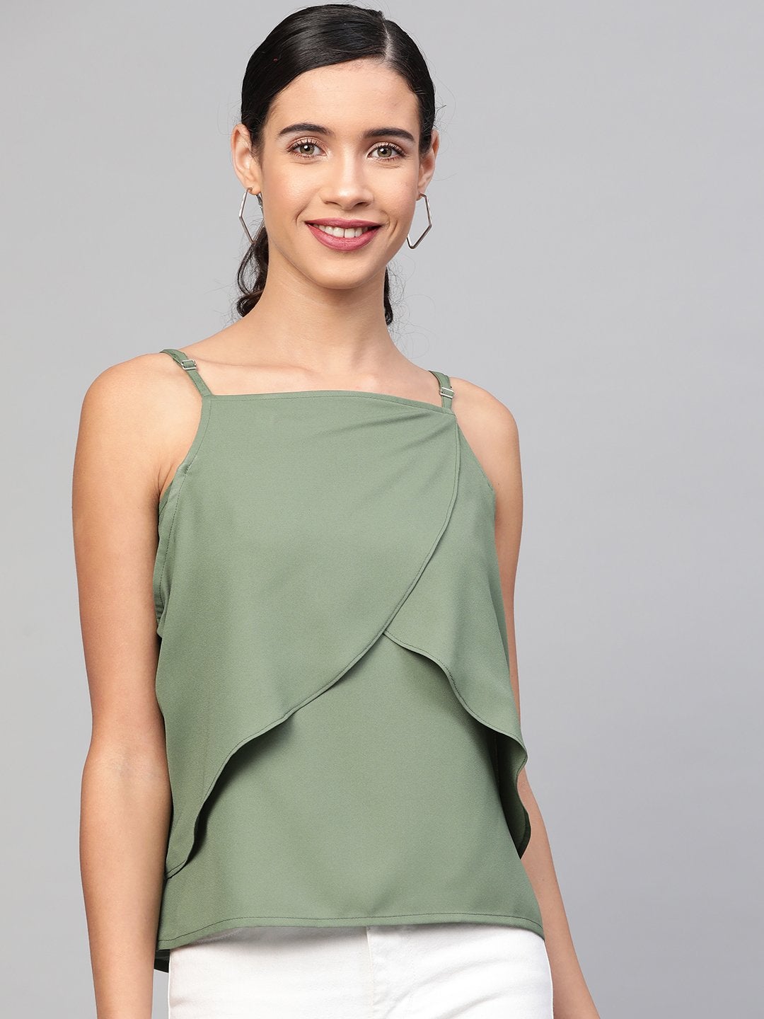 Women's Olive Cold Shoulder Layer Top