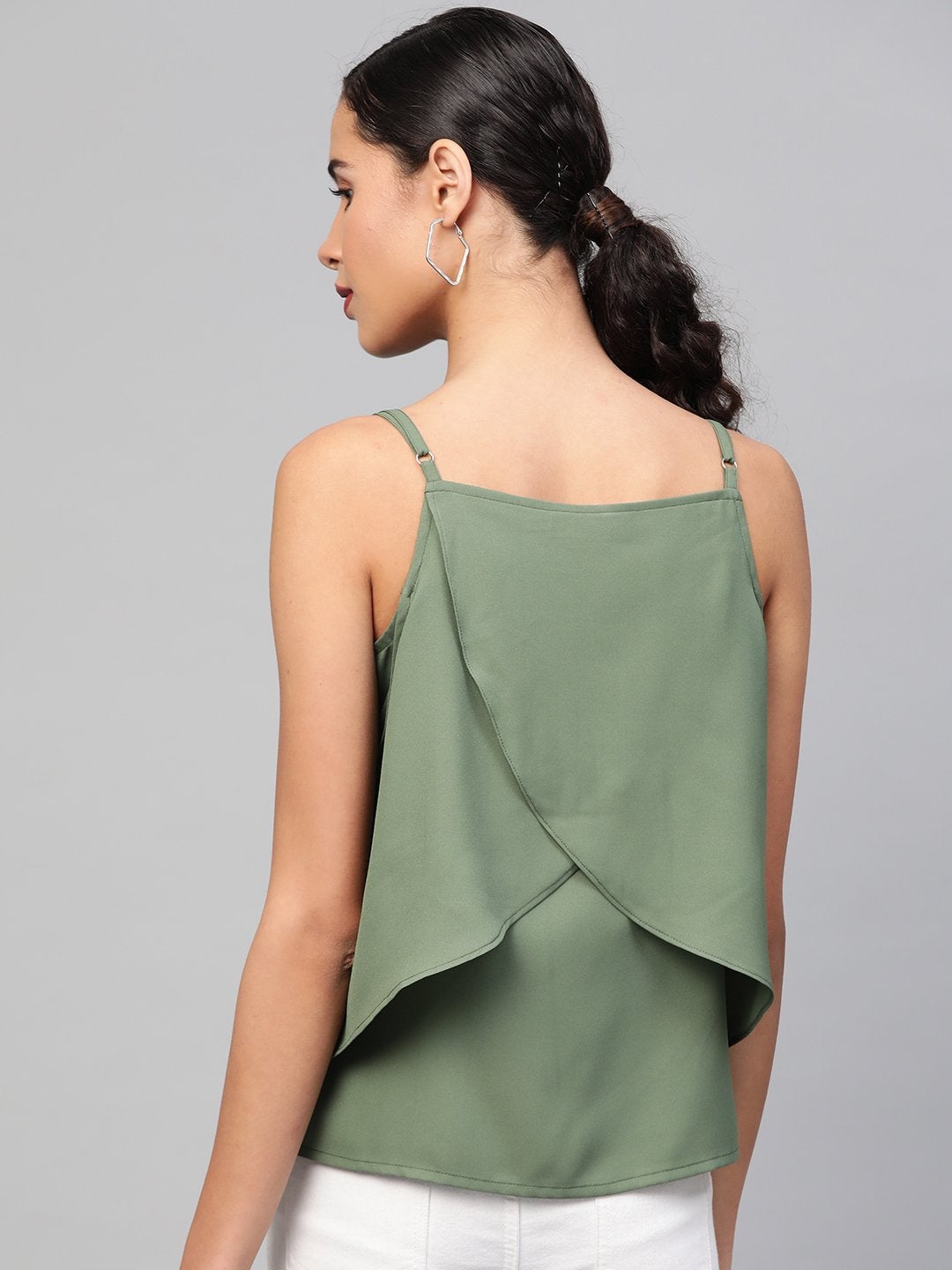 Women's Olive Cold Shoulder Layer Top
