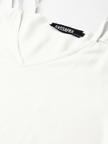 Women's Off-White Strappy Sleeve Top