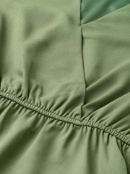 Women's Olive Wrap Peplum Top