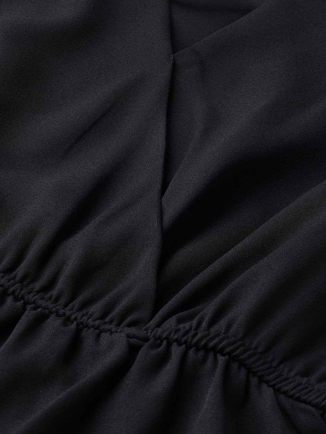 Women's Black Wrap Peplum Top