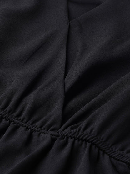 Women's Black Wrap Peplum Top
