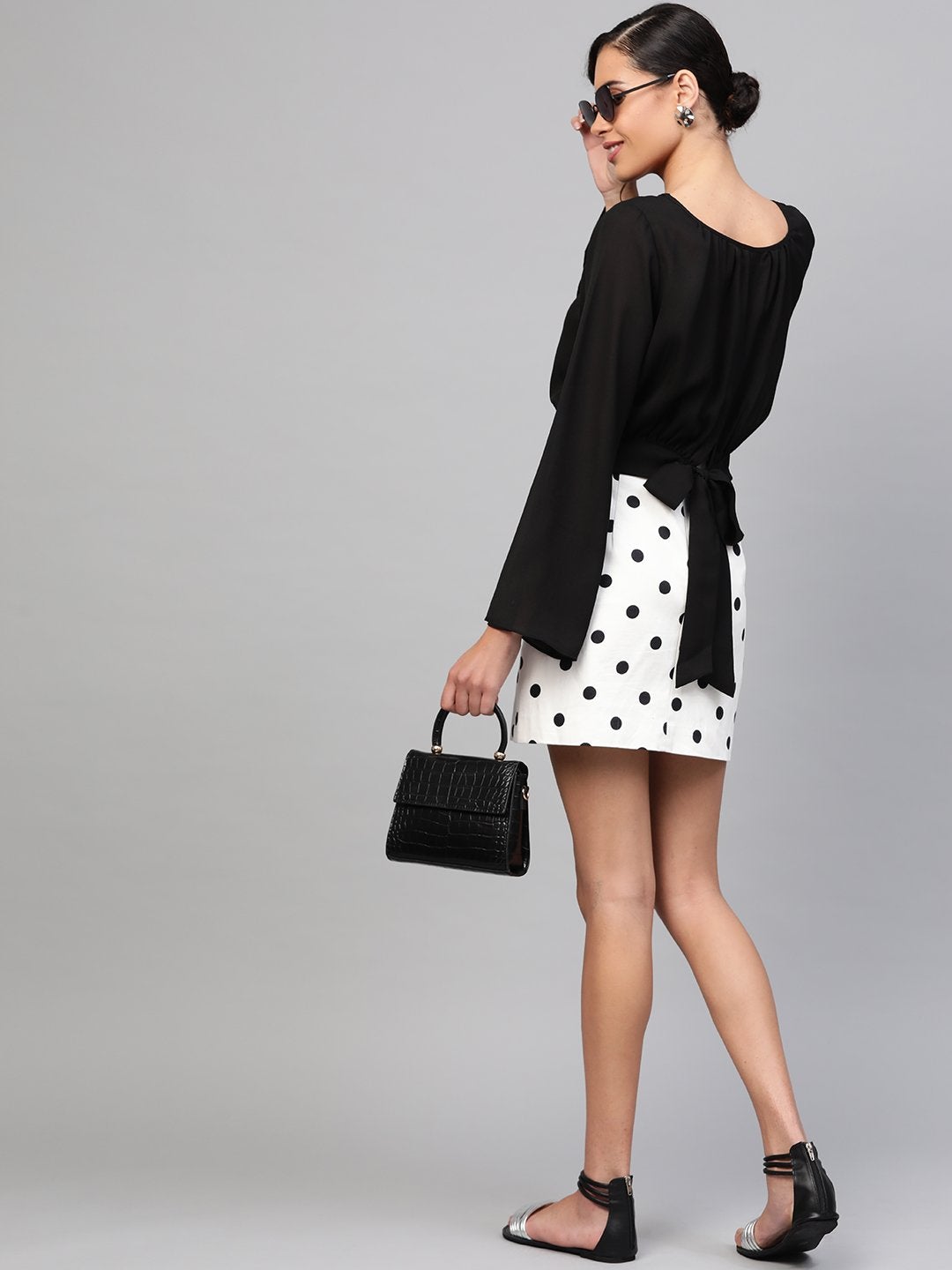 Women's Black Back Tie-Up Crop Top