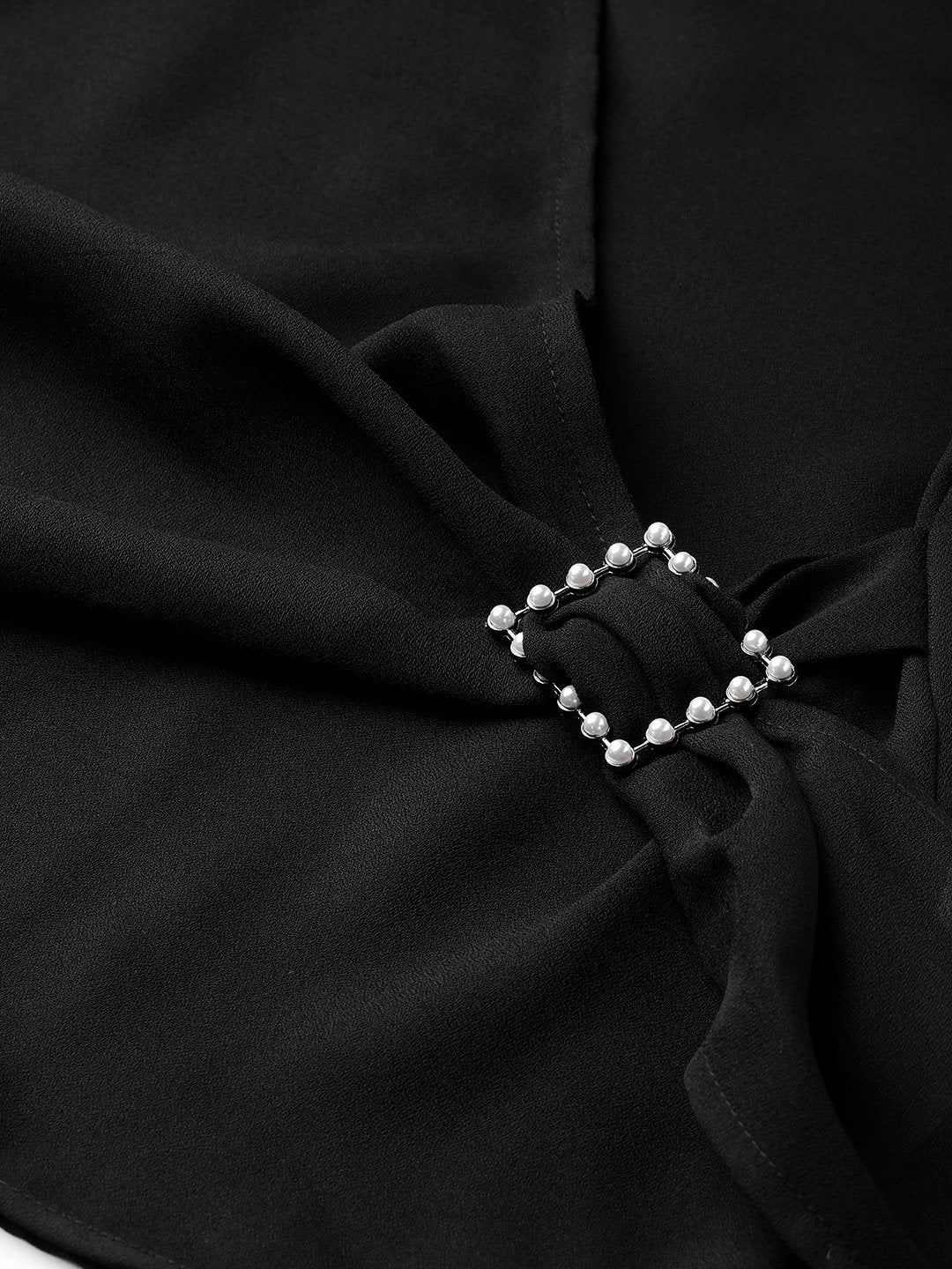 Women's Black Wrap Detail Top