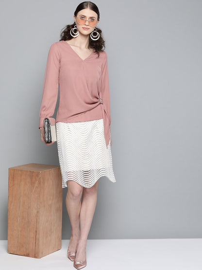 Women's Baked Pink Wrap Detail Top
