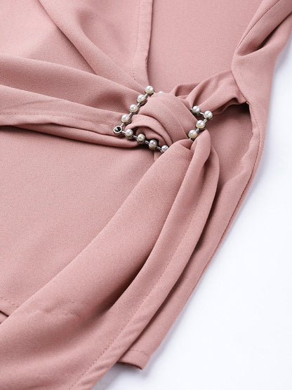 Women's Baked Pink Wrap Detail Top