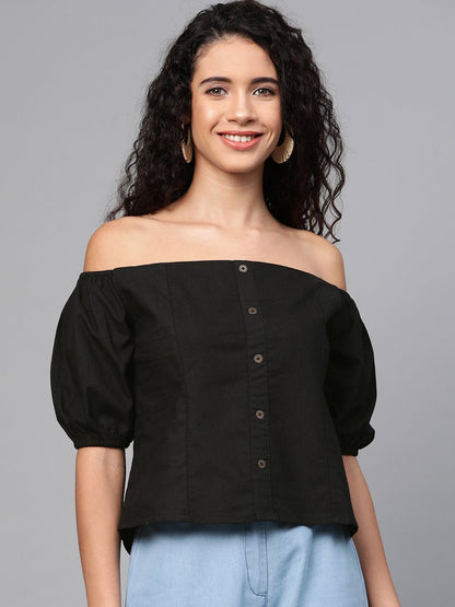 Women's Black Off Shoulder Top