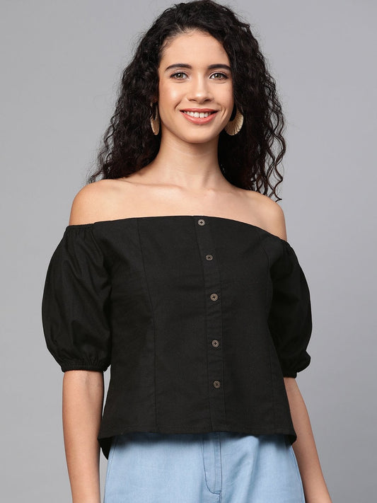 Women's Black Off Shoulder Top