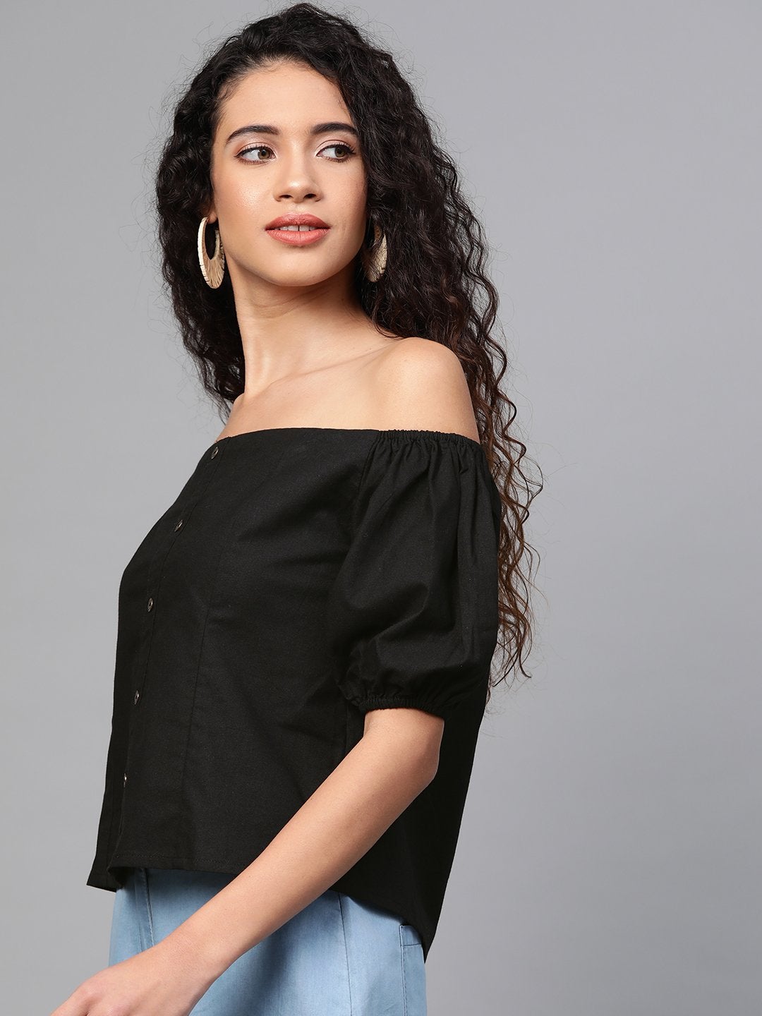 Women's Black Off Shoulder Top