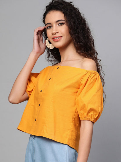 Women's Mustard Off Shoulder Top